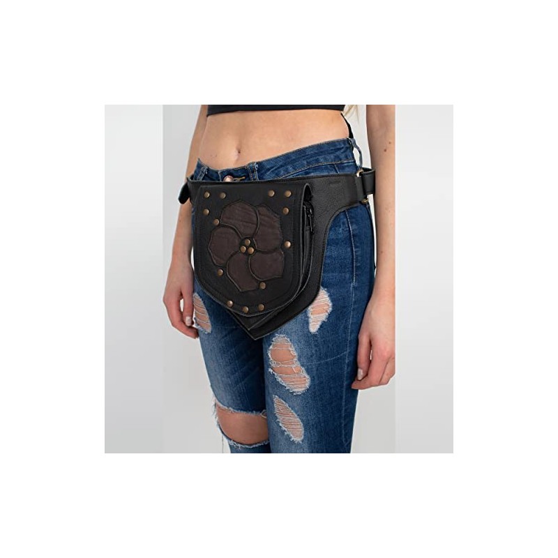 Applique Leather Belt Bag-Flower