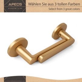 APECS Door Handles Interior Doors Door Handle Golden Matt Modern Door Handle for Front Door and Interior Door with Round Rosettes Handle Set with Mounting Material Door Fitting Model KUMA WC -