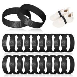 GTNCE Pack of 20 Shoelaces Fixing Bands for Football Boots, Elastic Band Against Loosening Bows, Shoe Laces Holder Football, Adjustable Anti-Loose Shoe Laces (Black)