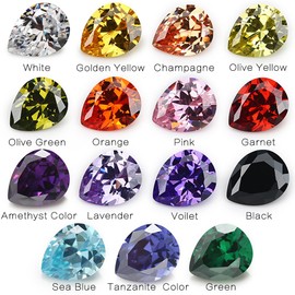 JINGANGZUO - Mezcla de piedras preciosas sintéticas con forma de pera, 15 colores, 5A, circonita cúbica suelta para hacer joyas, 7x9mm 15pcs, Circonita cúbica, Circonia cúbica