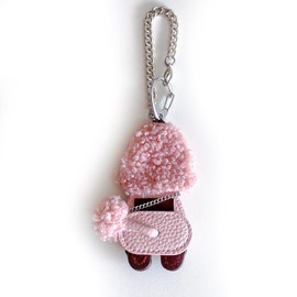 FUCUSEI Toy Poodleback Charm Key Holder, Stylish, Leather, Pink