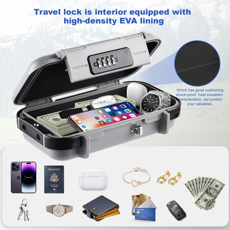Hurinan Portable Safe with Code, Waterproof Anti-Theft, Travel Safe Combination
