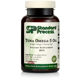 Standard Process Inc. Standard Process Inc. Tuna Omega-3 Oil EPA and DHA - Whole Food Support, Brain Health and Brain Support, Eye Health, Skin Health and Hair Health with Tuna Oil - Gluten Free - 120 Softgels