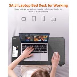 Laptop Desk for Bed, SAIJI Lap Desks Bed Trays for Eating Writing, Adjustable Computer Laptop Stand, Foldable Lap Table in Sofa and Couch (23.6 x 13,Black)