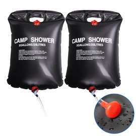 TRIXES 2 x 20 Ltr Camping Shower - Portable Solar Heated 5 Gallon/20 Litre Travel Shower - Black