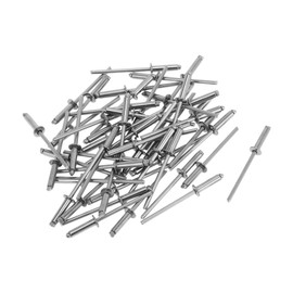 Motoforti Dome Head Large Flange Blind Rivets 3.2mm Grip Diameter 12mm Grip Length 6.05mm Flange Diameter Stainless Steel Silver Tone 50 Pcs