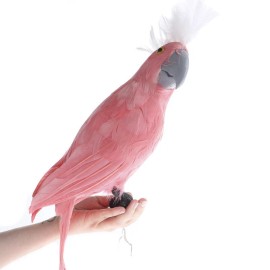 20" Super Large Artificial Feathered Pink Cockatoo