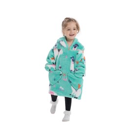 Manta portátil para niños, manta con capucha, forro polar Sherpa de gran tamaño con bolsillo para niños de 3 a 6 años, alpaca