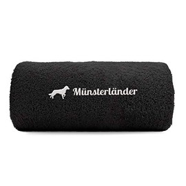 Siviwonder Münsterländer Hand Towel Paw Dog Design Embroidery Deluxe, black