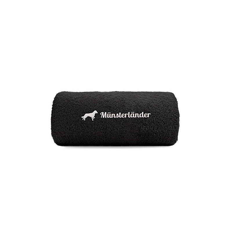 Siviwonder Münsterländer Hand Towel Paw Dog Design Embroidery Deluxe, black