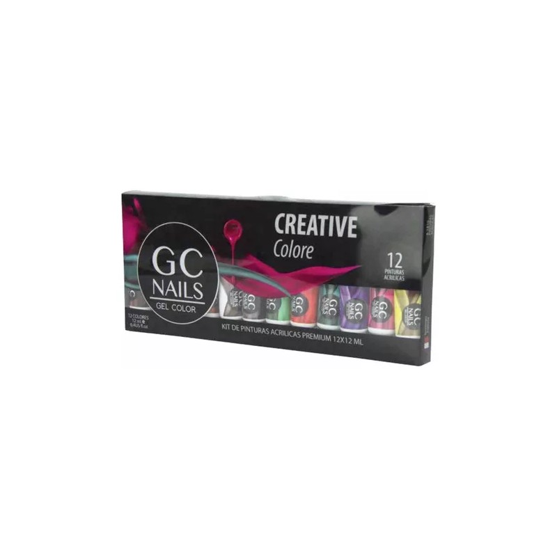 GC Nails Kit De Pinturas Acrílicas Premium Para Uñas. 12pzs.