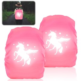 UOY Rain Cover School Bag, 2 Pieces Unicorn Rain Cover School Bag Rain Cover for School Bag, Rain Cover for Backpack School Bag, Backpack Cover Reflective for Girls Children