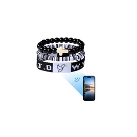 YUZHEJIE Daily Bible Verse Bracelets with Scan WWJD Bracelets Christian Cross Jesus Bracelet Religious Faith Scripture Gifts for Women Men (Black Stone + WWJD Bracelet)