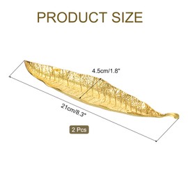 sourcing map Incense Holder Set, Leaf Incense Burner, Incense Ash Catcher, Modern Stick Incense Holder for Yoga, Meditation, Home, Office, Gold