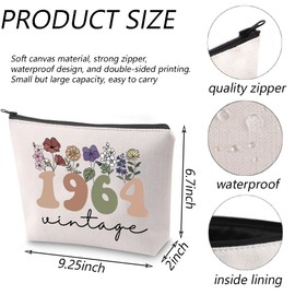 60th Birthday Gift Zipper Pouch Bag Happy 60th Birthday Gifts for Women Turning 60 Gift Vintage 1964 Cosmetic Makeup Bag (C-Vintage 1964 Bag)