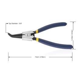 WISEPRO Circlip Pliers External Heavy Duty Snap Ring Pliers with Bent Jaw for Ring Removing and Retaining 7 Inch