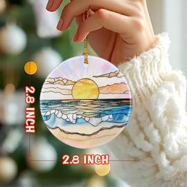 Beach Sunset Ornament, Christmas Ornament – Christmas Tree Decor, Holiday Decoration, Stocking Stuffer, Festive Gift Idea, Gifts for Beach Lover, Ocean Lover, Friends, and Family