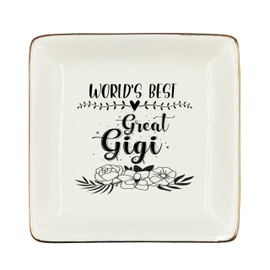 WODMIS GiGi Gifts Ceramic Jewelry Tray Dish, Gigi Gifts for Grandma, Thank You Gifts for GiGi Grandmother Nana Gammy Mimi from Granddaughter Grandson New Grandma Jewelry Plate Ring Trinket Dish 314