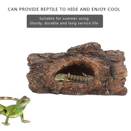 DEWIN Reptile Hide Tree Trunk, Resin Hollow Tree Trunk Simulation Amphibians Cave Desert Landscape Accessories for Scorpion Lizard Decoration Fish Tank Marine Decor Ornaments 15.5x10 x 8cm