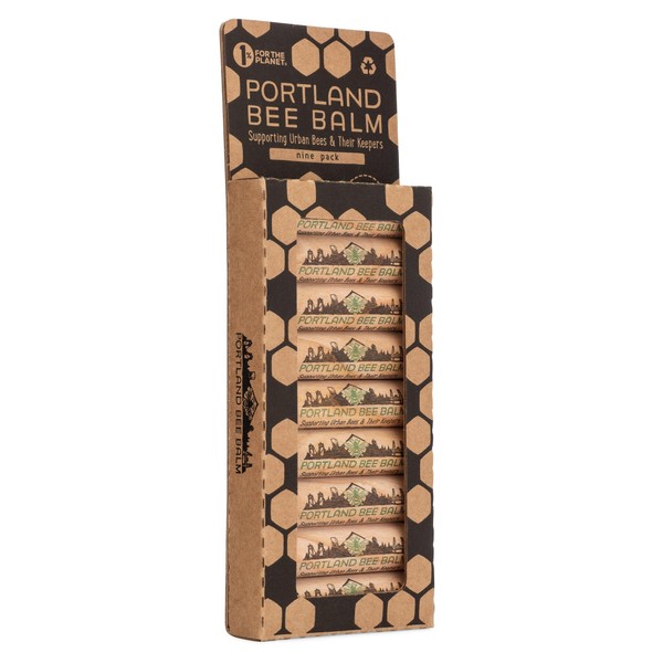 Portland Bee Balm All Natural Handmade Beeswax Based Lip Balm, Oregon Mint 9 Count
