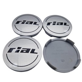 4 x Rial Hub Caps 64 mm Silver (N32) Logo Black (RIA) – Original Wheel Centre Cap/Hub Cap