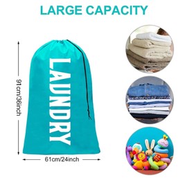 2 Pack Extra Large Laundry Bag Foldable Storage Bag with Drawstring Cord Lock Closure, Travel Laundry Bag for Blanket Duvet Shoes Toys Bedding Fabric Camping Storage Organizer, Blue/Pink