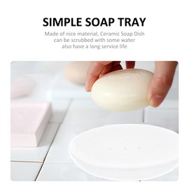 Healeved Ceramic Soap Dish White - Portable Soap Box for Bathroom and Kitchen, Soap Holder with Drain, Non-Slip and Easy to Clean, Ideal for Soaps, Jewellery and Keys