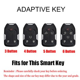 HIBEYO Key Fob Cover Compatible with Chevy Trail Boss GMC Denali 2500HD Silverado 1500 RST Sierra AT4 1500 LT Terrain Accessories Alloy Carbon Fiber Texture with Keychains-4 Button Silver