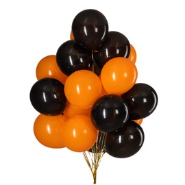 50pcs 12inch Orange and Black Helium Balloons,Latex Balloons for Party Decorations