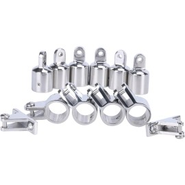 Amarine Made 12Pcs 316 Stainless Steel 3 Bow Boat Bimini Top Fitting Hardware Fit 1 Inch