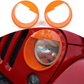 RT-TCZ for Wrangler JK Angry Eyes Headlight Cover Trim Bezels for Jeep Wrangler JK JKU Unlimited 2007-2017 Angry Orange Exterior Accessories 2pcs