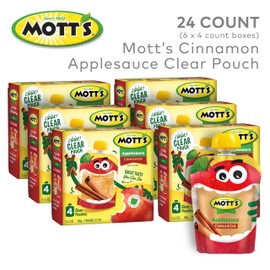 Mott's Cinnamon Applesauce, 3.2 Oz Clear Pouches, 24 Count (6 Packs Of 4), No Artificial Flavors, Good Source Of Vitamin C, Nutritious Option For The Whole Family