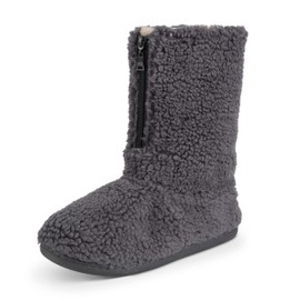 Polar Mens Sherpa Slipper BootsAnti-Slip Indoor Bootie Slipper with Funny Quote on its OutsoleSoft and Fluffy House Slipper with Memory FoamAnkle Boot Slippers - Dark Grey - AYC0853/UK11