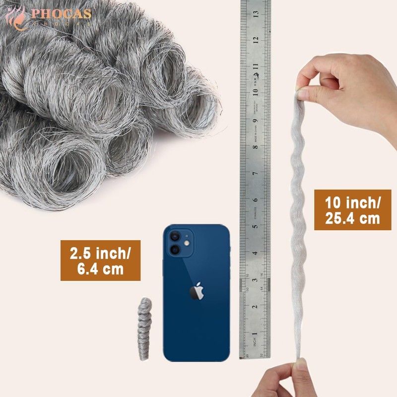 10" 3 Packs Curly Short Grey Crochet Hair for Black