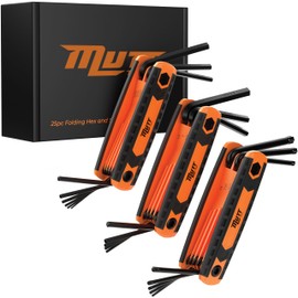 Mutt Tools 25pc Folding Allen Key Set – Compact SAE & Metric Tool for Bikes, DIY, Archery – Color-Coded, Allen Wrenches Sets Stamped with Sizing Info