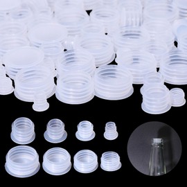 GLOBLELAND 80 Pieces 8 Sizes Salt and Pepper Shaker Stoppers Plastic Salt Shaker Plug Interchangeable Stopper Bottle Caps Transparent Round End Cap for Flower Pots Bottles Pipes