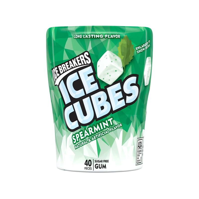 ICE BREAKERS ICE CUBES Spearmint Sugar Free Chewing Gum, Made