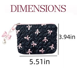 TAVBAGVSK Small Makeup Bag for Purse Bow Makeup Pouch Cute Cosmetic Pouch for Women Portable Mini Cosmetic Bag Travel Mini Makeup Bag For Lipstick Keys Bank Cards