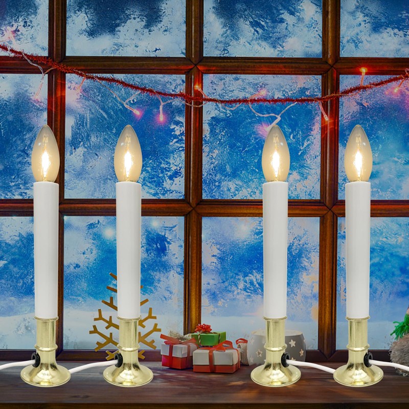 Abeja Set of 4 Electric Window Candles, 9 Inch Plug
