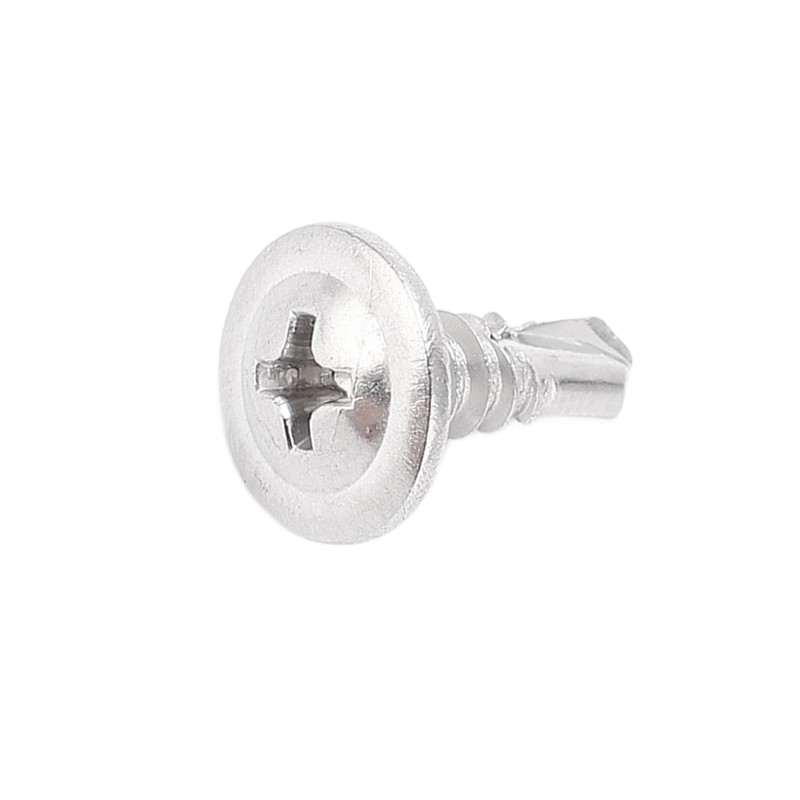 200Pcs Self Drilling Screw M4.2x13 Round Washer Head Stainless Steel