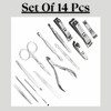 Stainless Steel 14 Pcs Manicure Pedicure Set - Nail Clippers,