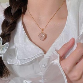 Stocking Stuffers Holiday Outfits for Women 2024 Crystal Heart Choker Necklace Dainty Crystal Stone Heart Pendant Necklace Gold Chain Necklace Jewelry Christmas Gift for Women (Pink) Valentine's Day Gifts