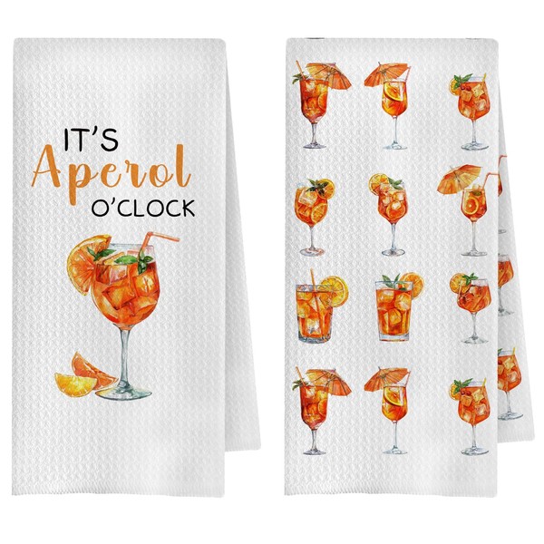 ChenCraty Funny Aperol Spritz Kitchen Towels Set of 2, Aperol