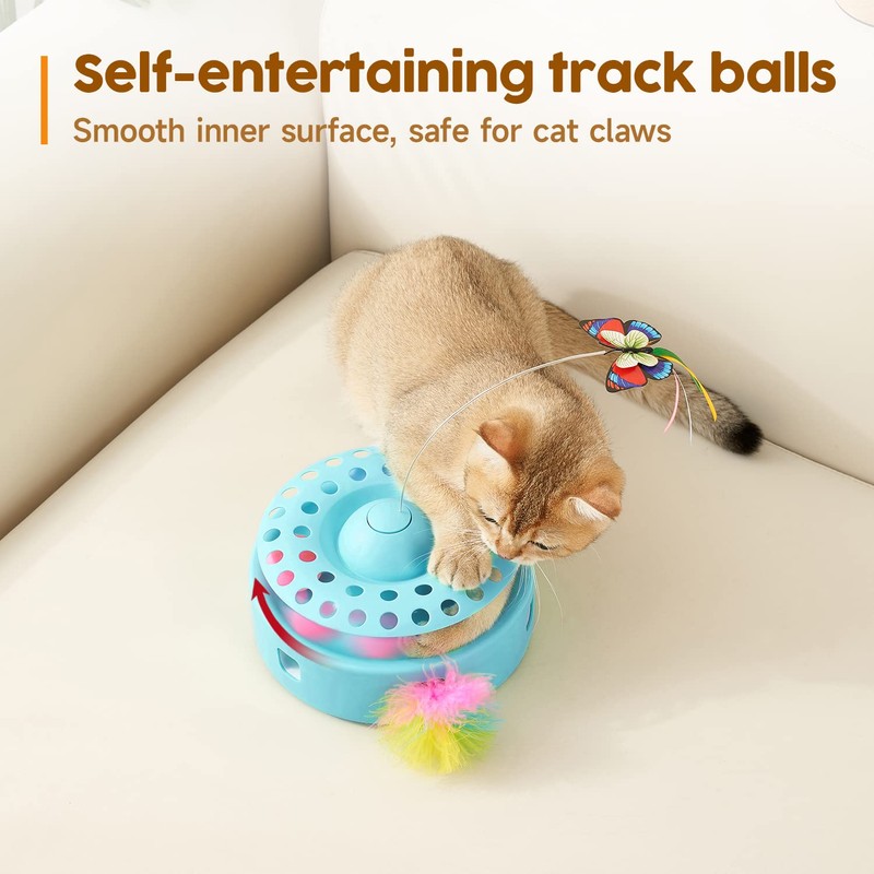 Potaroma Cat Toys 3-in-1 Automatic Interactive Kitten Toy, Fluttering Butterfly,