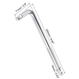 TA-VIGOR 1/2" Drive L Shape Extension Bar Wrench, 9.84 Inch Socket Breaker Bar Tool, CR-V Chrome Vanadium Steel with Secure Spring Ball, Long Handle for Tight Spots, DIY and Auto Repair