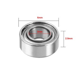 TOP-VIGOR 20Pcs MR63ZZ Deep Groove Ball Bearings, 3mm x 6mm x 2.5mm Double Sealed Industrial Bearings, Chrome Steel Skateboard Bearings for Electrical Instrument Equipment