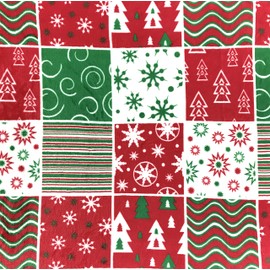 Serafina Home Christmas Holiday Throw Blanket: Velvelty Soft, Durable Fleece Accent for Bed or Couch (Red and Green Patchwork, 50 x 60 inches)