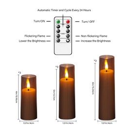 Eebuss Flameless LED Candles Set of 9, Battery Operated Candles with Remote and Timer, Flickering Realistic Pillar Candle for Home Decor (D 1.6"×H 4" 4" 4" 5" 5" 5" 6" 6" 6") ((Grey))