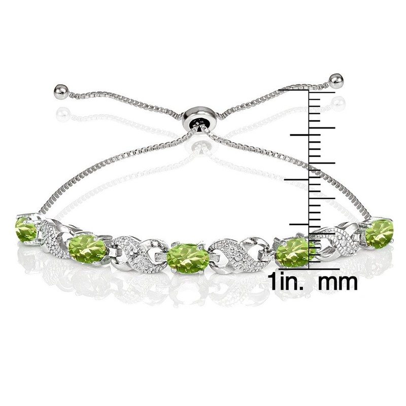 Ice Gems Sterling Silver Genuine Peridot Infinity Adjustable Bracelet