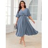 SCOMCHIC Women Plus Size Midi Dresses Wedding Guest Short Sleeve